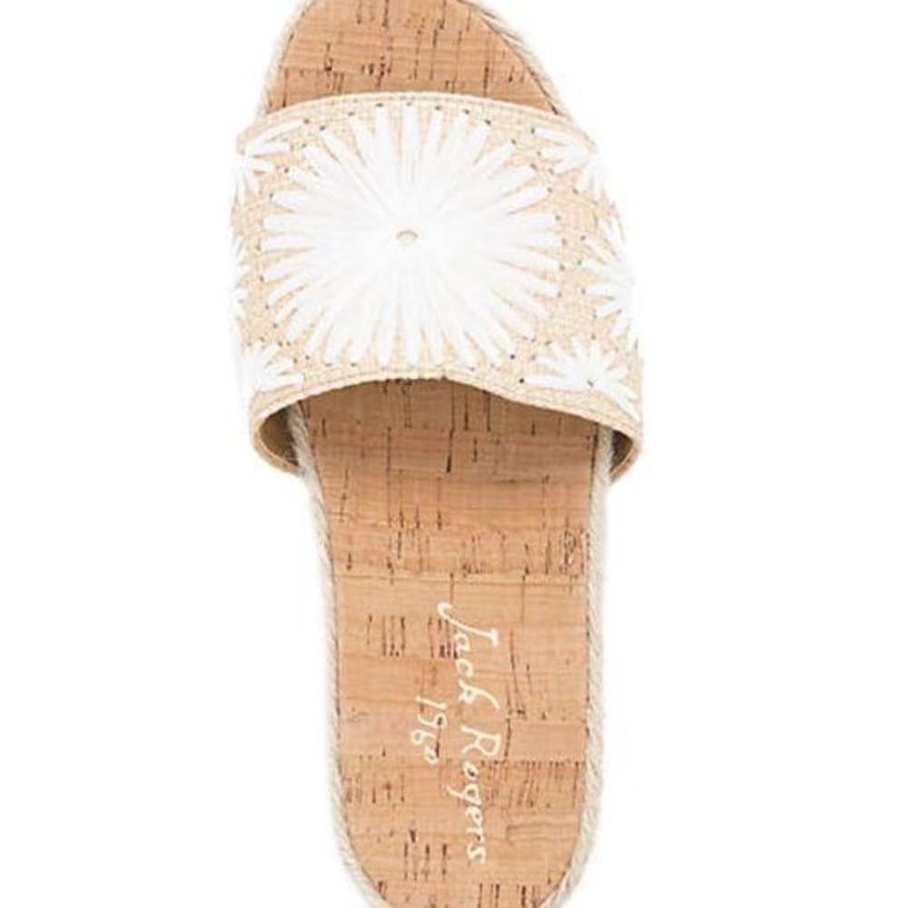 Jack Rogers Bettina Straw Cork Slide Sandals NEW - Picture 4 of 5